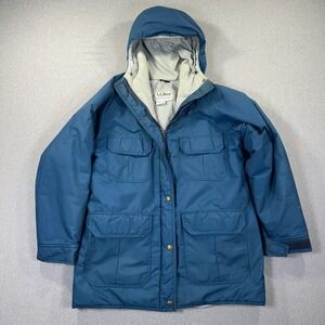 LL Bean Gore-Tex Field Parka Jacket Mens Medium Blue Vintage Made in USA Hooded